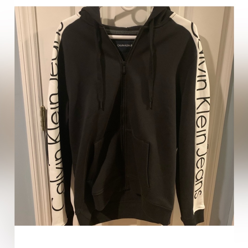 Mens M Calvin Kleins Jeans Zip Up Jacket Black and White